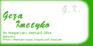 geza kmetyko business card